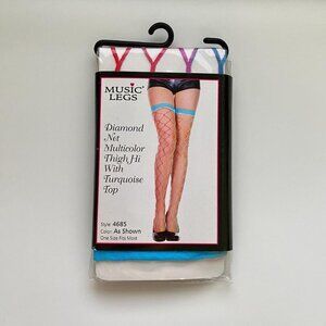 DIAMOND Net Multicolor Thigh hi With Turquoise Top